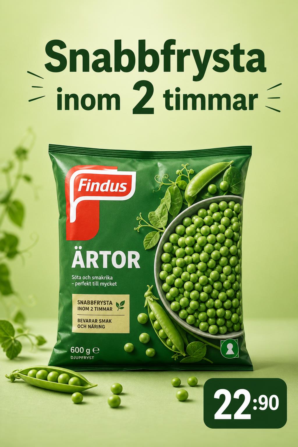 Annons för Findus ärtor